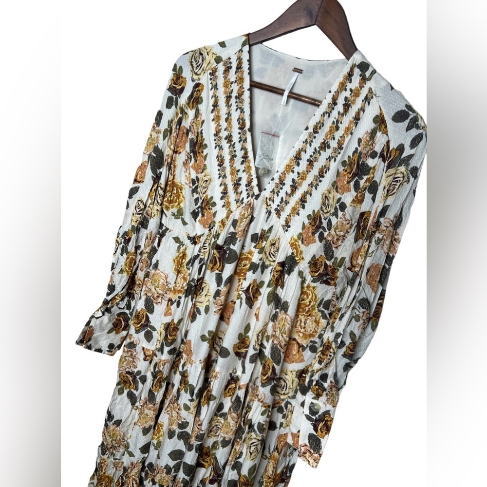 Free People Ivory Combo Rows of Roses Maxi Dress - Picture 9 of 17